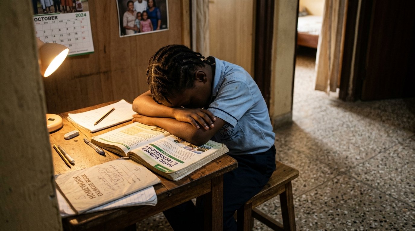 Child struggling with schoolwork
